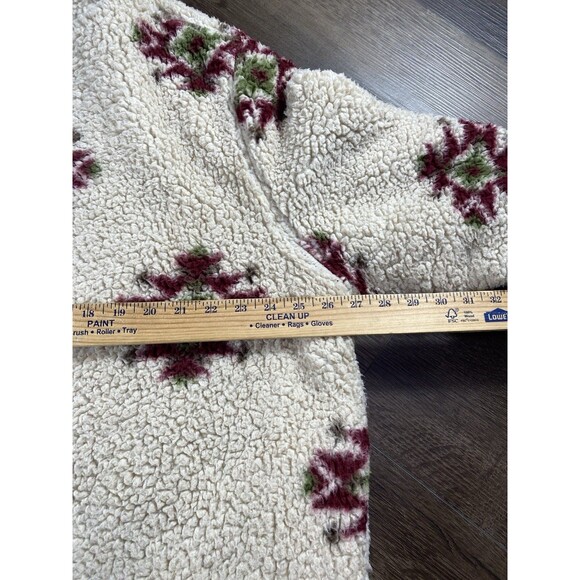 Impressions Floral Aztec Sherpa Reversible Open Hooded Jacket Women’s Size Large - Picture 4 of 7